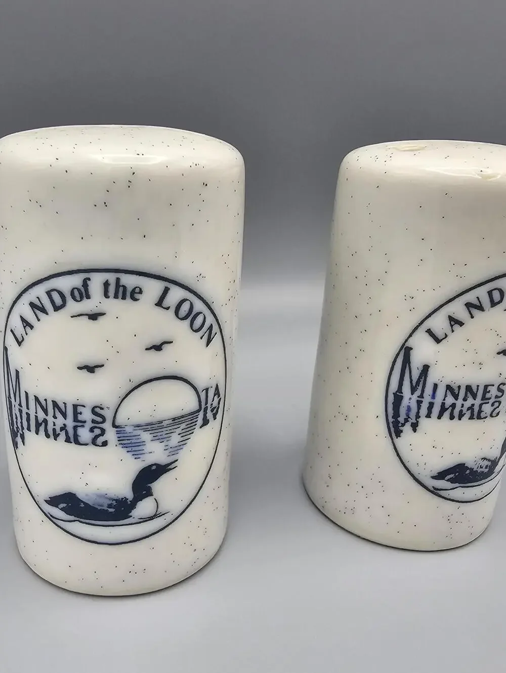 Vintage Land of the Loon Minnesota Ceramic Salt and Pepper Shakers